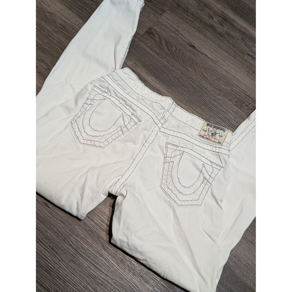 True Religion Womens White Super T Legging Skinny Jeans Grey Stitching Size 29